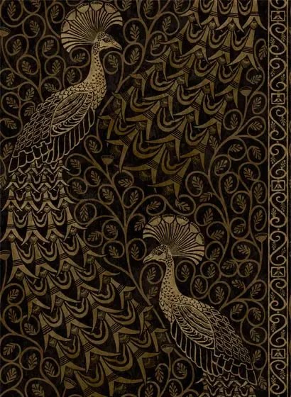 Tapete Pavo Parade von Cole & Son - Metallic Gold on Soot