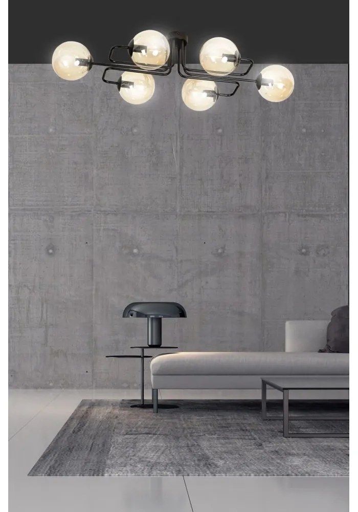 Lampadario da soffitto BRENDI 6 in acciaio e vetro 6xE14 Colore del corpo Ambrata