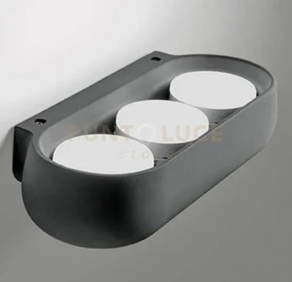 Mysia applique a parete  3 luci attacco gx53 grigia ral 7039 27,5x12cm