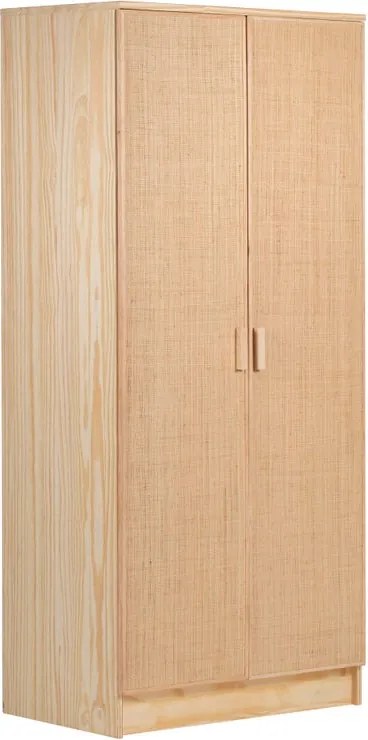 Armadio ASTIGARRAGA in legno e fibra naturale di rafia L 80 x H 179.5 x P 48 cm