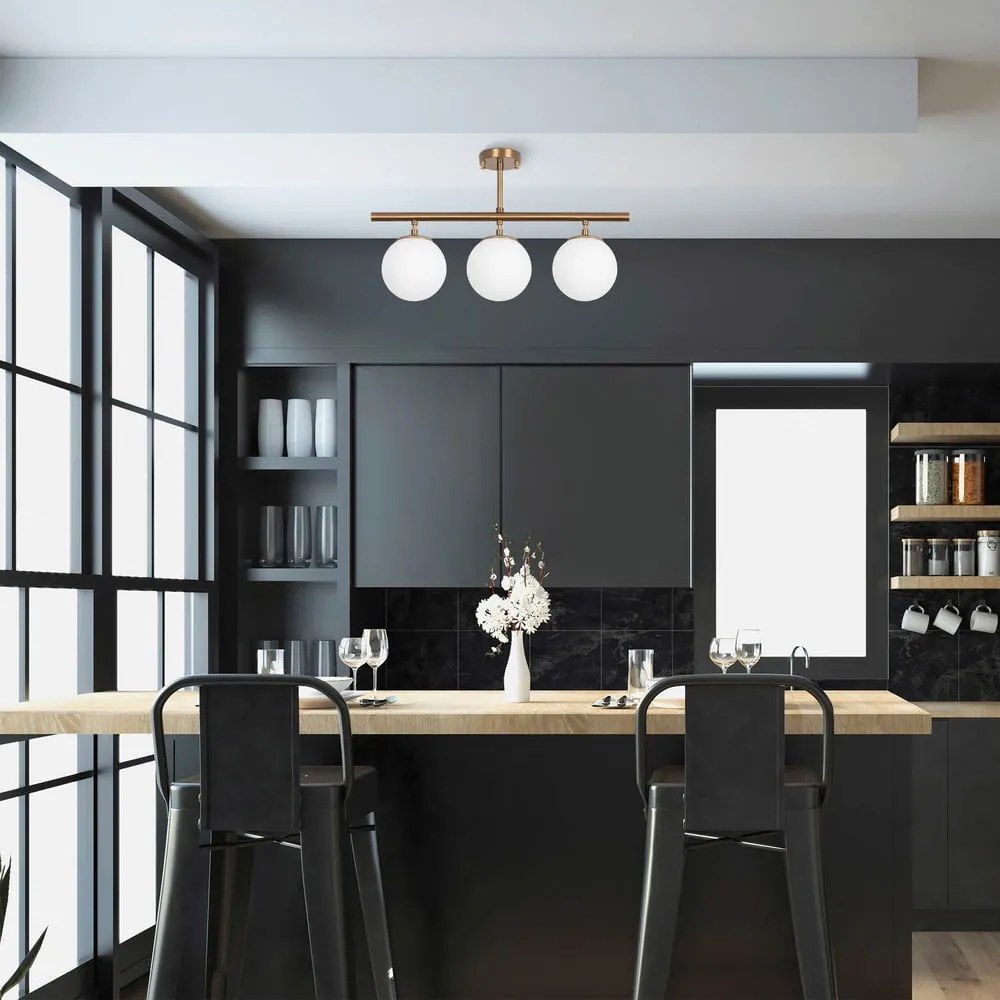 Plafoniera color bronzo con paralume in vetro ø 15 cm Atmaca – Opviq lights