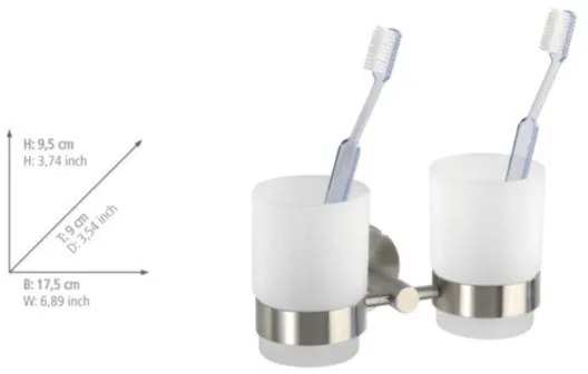WENKO 19638100 - Portaspazzolini BOSIO MATT 17,5x9,5 cm acciaio inossidabile/argento