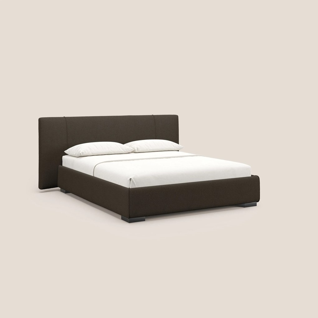 Omero letto imbottito contenitore sfoderabile in tessuto fiammato impermeabile T14 marrone