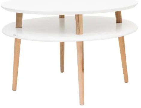 Tavolino bianco con gambe naturali UFO, Ø 70 cm Ufo - Ragaba