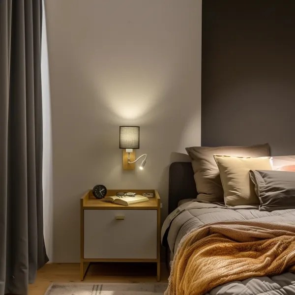 Brilagi - Applique a LED NUBILA WOOD 1xE27/25W/230V + LED/3W quercia/nero