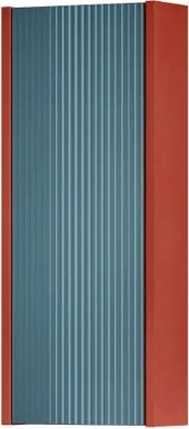 Pensile bagno Niwa cannettato laccato opaco paprika con vetro blu pacifico, 1 anta P17 x L30 x H78.5 cm