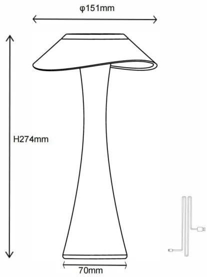 Globo 21025S-LED Lampada da tavolo ricaricabile dimmerabile AMBRA LED/2,5W/3,7V 2700K/4500K/6500K nero