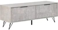 Mobile TV grigio nero 120 x 40 cm MDF 2 ripiani effetto cemento gambe in metallo gestione moderna dei cavi