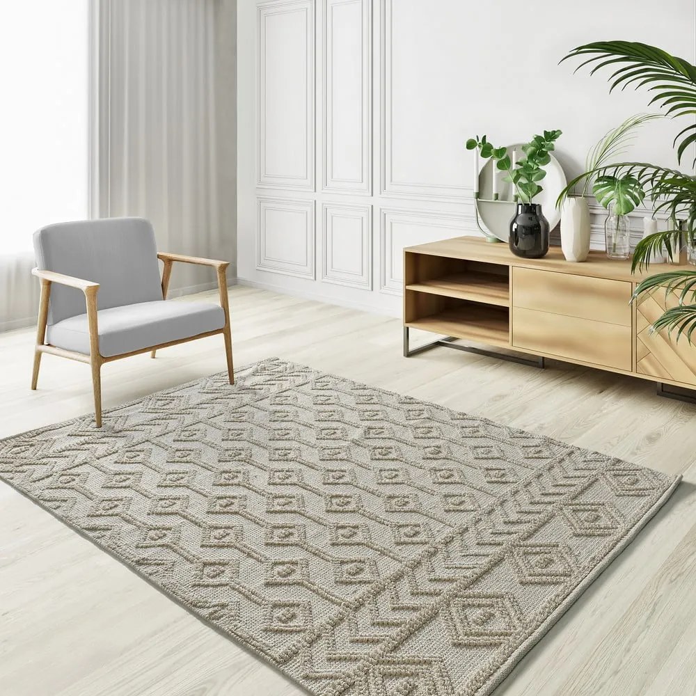 Tappeto color crema in cotone riciclato lavabile/tessuto a mano 160x230 cm Pamuk – Universal
