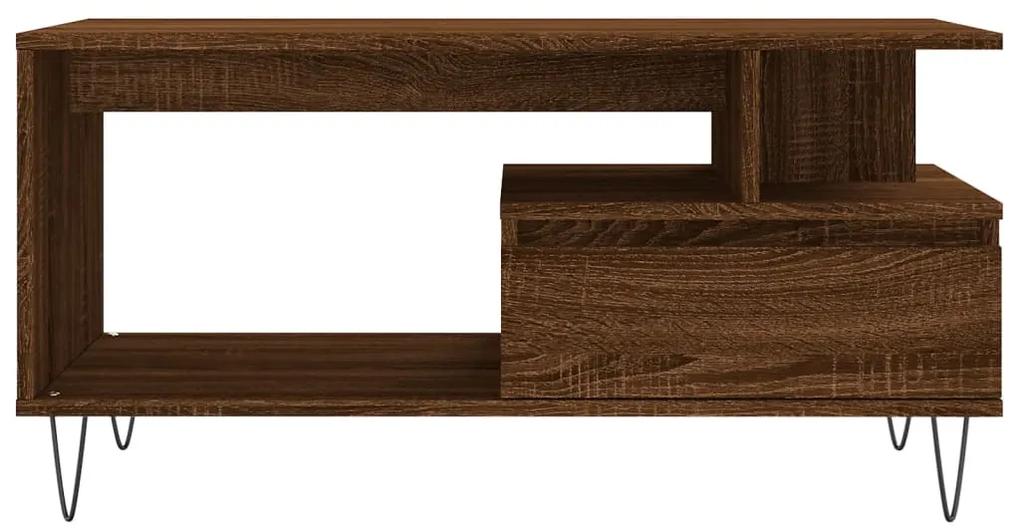 Tavolino salotto rovere marrone 90x49x45 cm legno multistrato
