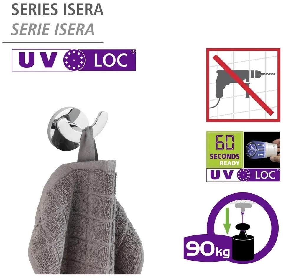 Gancio autoportante in acciaio inox in argento opaco Isera - Wenko