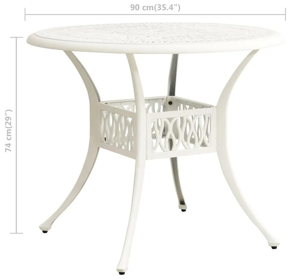 Tavolo da Giardino Bianco 90x90x74 cm in Alluminio Pressofuso