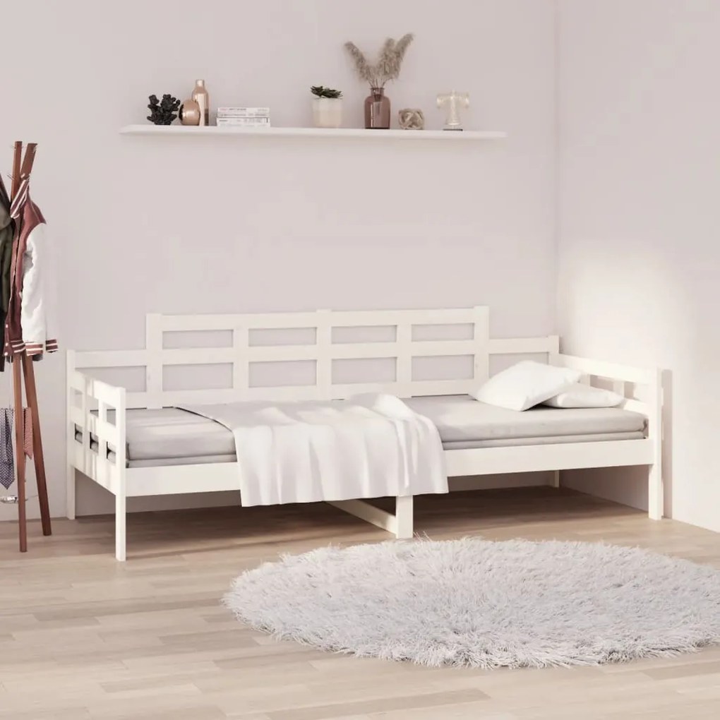 Dormeuse Bianca İn Legno Massello Di Pino 90x200 Cm /