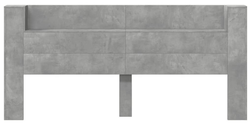 Testiera con contenitore a led grigio cemento 200x16,5x103,5 cm