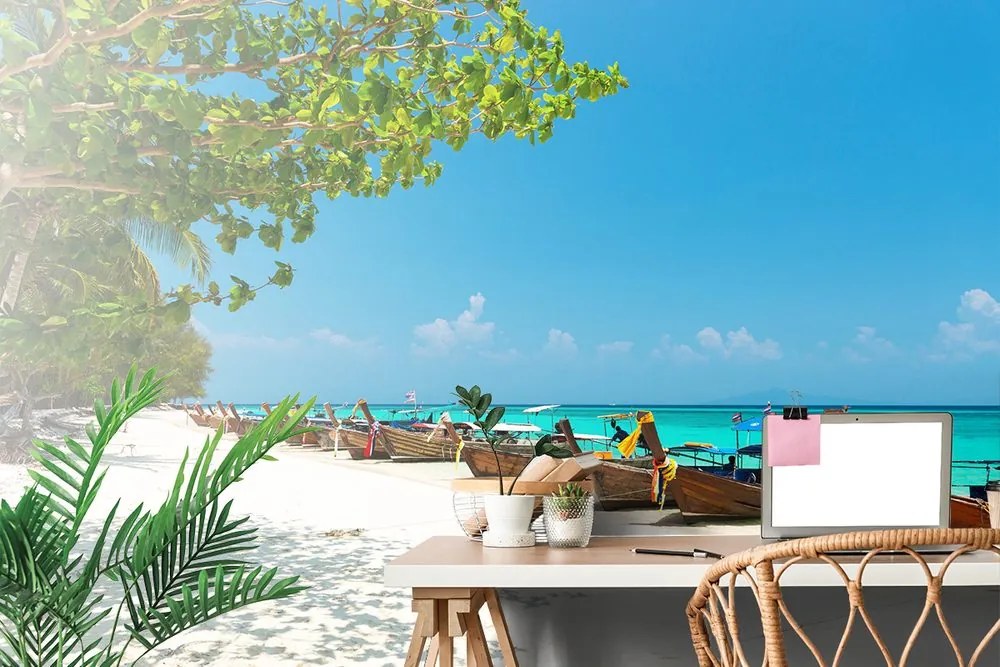 Carta da parati – Spiaggia sabbiosa sull'isola di Bamboo