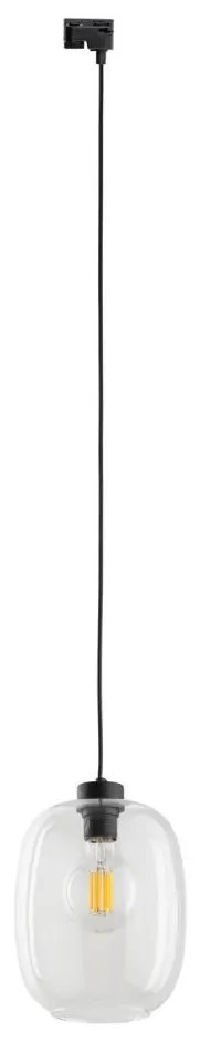 Lampadario su filo per sistema a binario ELIO 1xE27/15W/230V nero/limpido