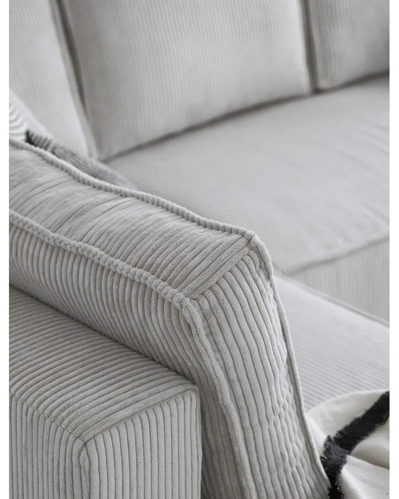 Divano letto angolare in velluto a coste bianco Brave Dave - Miuform