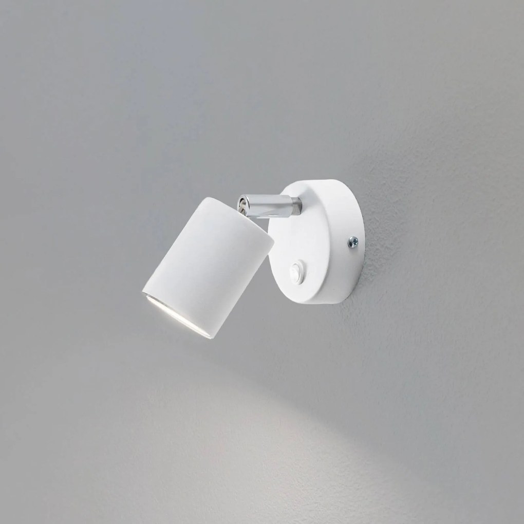 Faretto da parete Fun, bianco, altezza 14 cm, regolabile, GU10 Fun Luminex, Bianco / Opale, Soggiorno / Sala da pranzo, Metallo, Moderno, Faretto alogeno