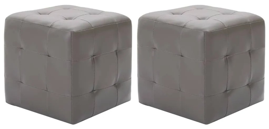 Pouf 2 Pz Grigio 30x30x30 Cm İn Similpelle /