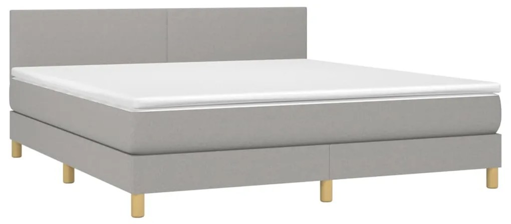 Letto a Molle Materasso e LED Grigio Chiaro 160x200 cm Tessuto