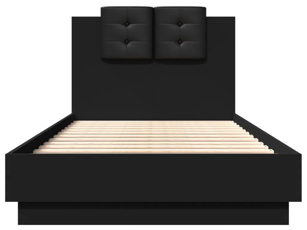 Giroletto con testiera nero 75x190 cm in legno multistrato