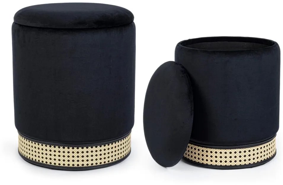 Set di 2 pouf MILENA nero