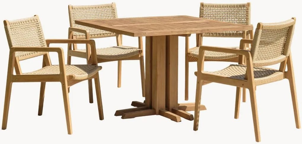 Set da pranzo da giardino in legno di teak Valeria, set da 5
