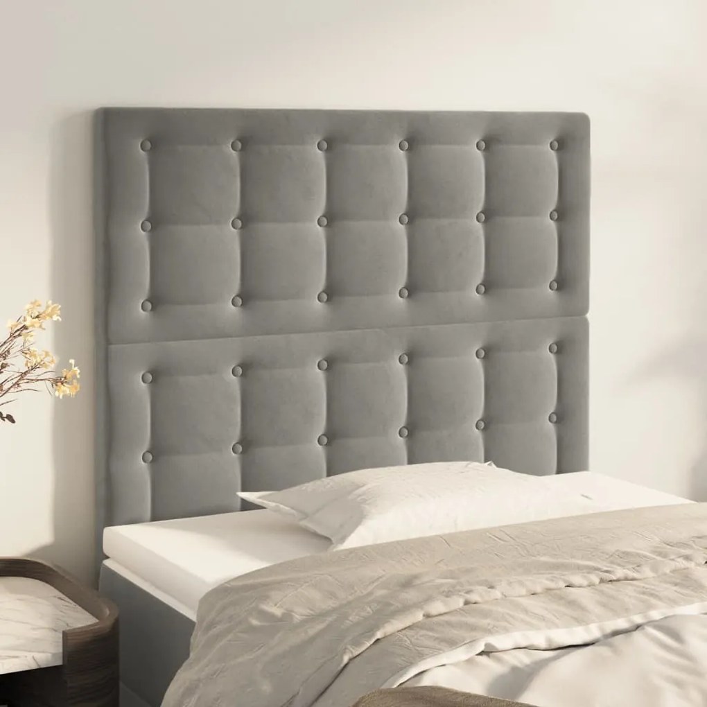 Testiere 2 Pz Grigio Chiaro 100x5x78/88 Cm İn Velluto /