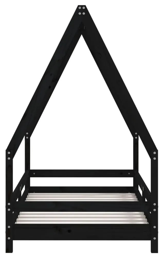 Giroletto per bambini nero 80x160 cm in legno massello di pino