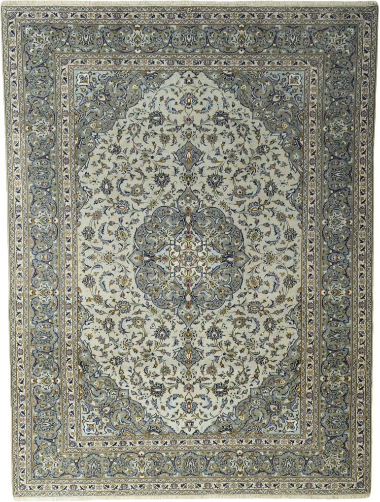 Kashan Tappeto 350x260 Beige (Iran) Annodato A Mano