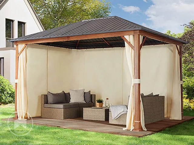 TOOLPORT Gazebo da giardino Forest Superior crema, 3x4 m look rovere - (300183)