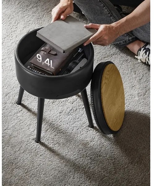 Sgabello in pelle CORE nero