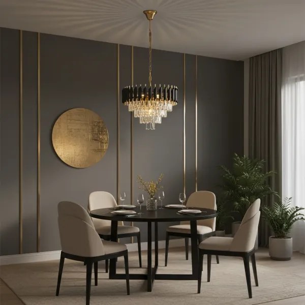 Brilagi - Lampadario a catena ECLIPSE 7xE14/10W/230V Ø 48 cm nero/oro