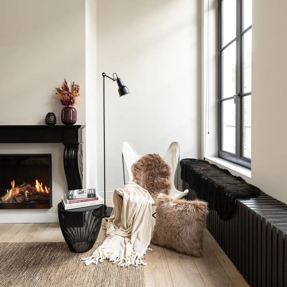 Pelliccia d'agnello nera, 60 x 180 cm - Tiseco Home Studio