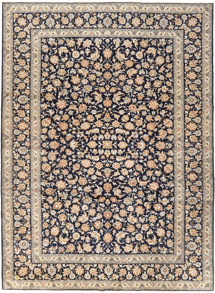 Kashan Tappeto persiano 410 x 300 Blu (Iran) Annodato A Mano