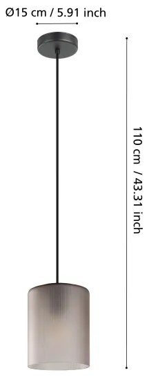 Eglo 901162 - Lampadario a sospensione con filo COLOMERA 1xE27/40W/230V grigio