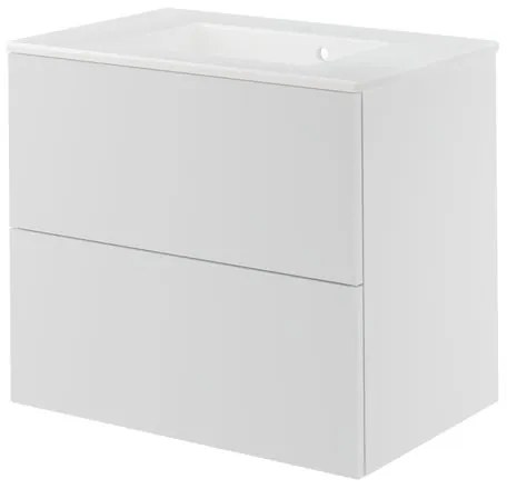 Mobile da bagno sotto lavabo Neo bianco laccato L 75 x H 64 x P 48 cm 2 cassetti, lavabo non incluso