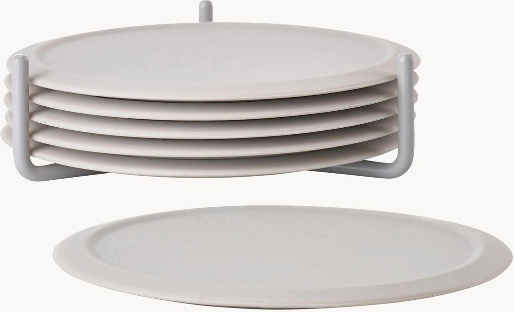 Set da 6 sottobicchieri in silicone con supporto Plain