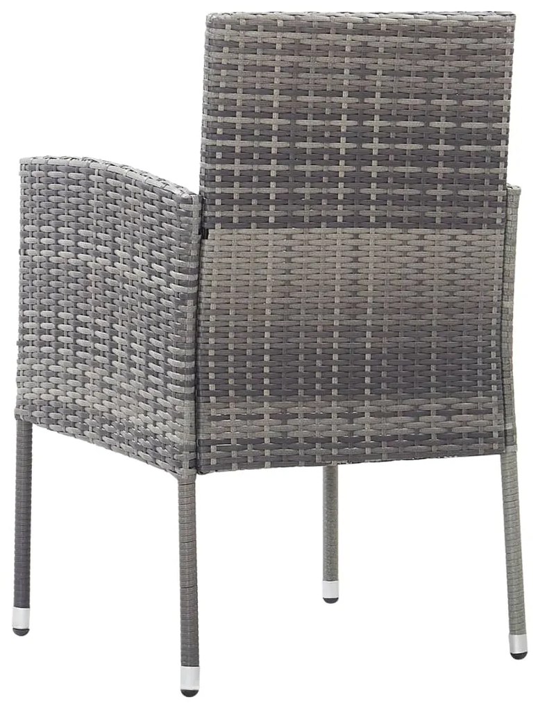 Sedie giardino con cuscini grigio scuro 4 pz grigie polyrattan