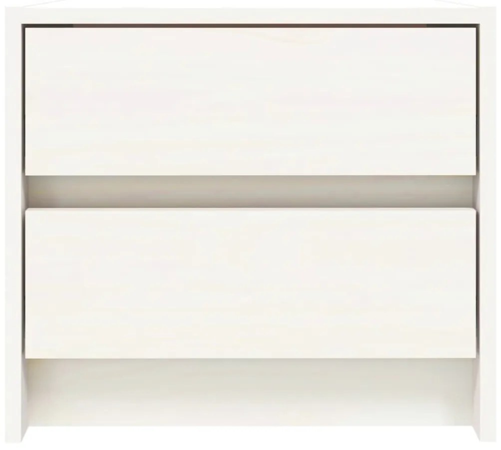 Comodino Bianco 40x31x35,5 cm in Legno Massello di Pino