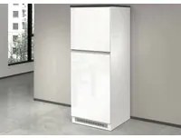 Dispensa da cucina Dcasasol, Mobile multiuso, Armadio porta frigo a 2 ante, 100% Made in Italy, 60x60h165 cm, Bianco lucido e Ardesia