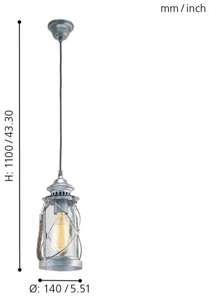 Eglo 49214 - Lampadario BRADFORD 1xE27/60W/230V