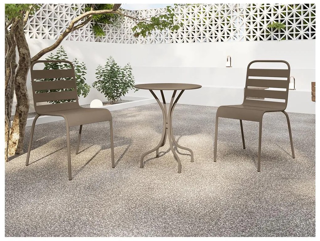 Sedia da giardino impilabili in Metallo Tortora  - Lotto di 2 - MIRMANDE di MYLIA