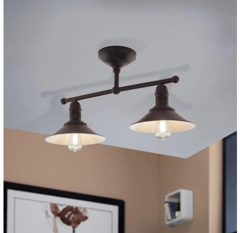 Eglo 49824 - Lampada a sospensione su asta STOCKBURY 2xE27/60W