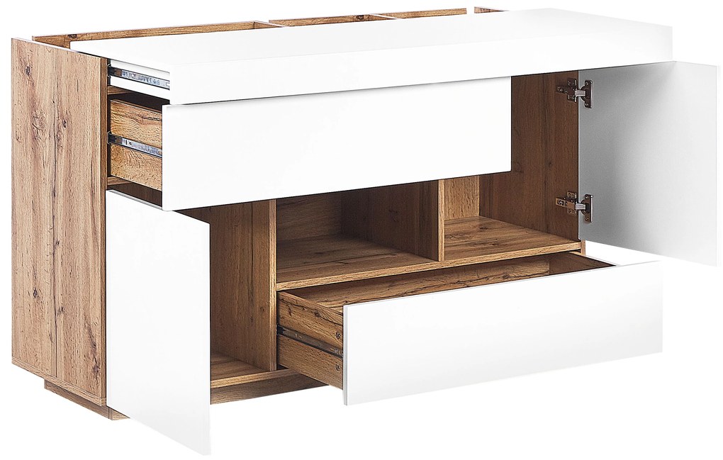 Credenza bianco e legno chiaro GORAN Beliani