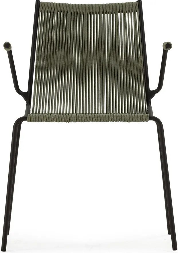 Sedie da pranzo in set verdi in metallo con braccioli/impilabili 2 pz Emily – Marckeric