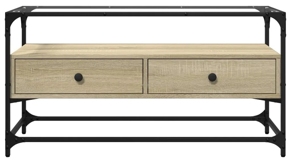 Mobile tv piano vetro rovere sonoma 98x35x51 legno multistrato