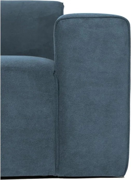 Divano componibile blu (con penisola a destra) con rivestimento in velluto a coste Sting – Scandic