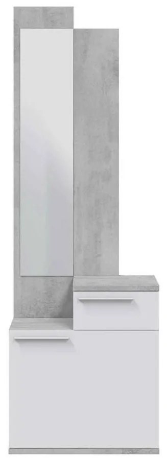INGRESSO CON SPECCHIO, SCARPIERA E CASSETTO GRIGIO/BIANCO KAREN