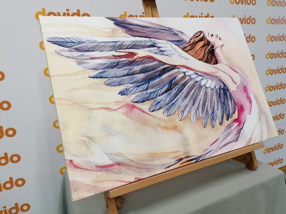 Stampa su tela – Angelo libero con ali viola